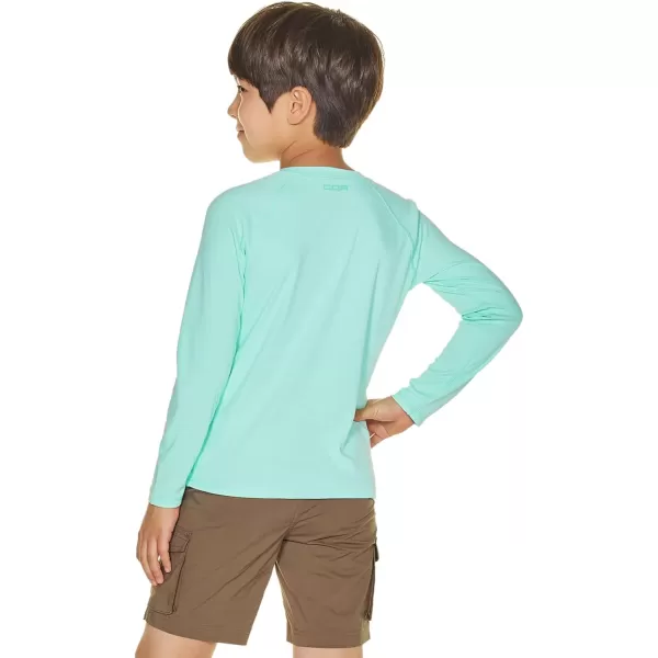 CQR Kids Youth UPF 50 Sun Shirts Dry Fit Long Sleeve T Shirt UV Sun Protection Fishing Shirts Athletic Sports TeeLong Sleeve Uv Sun Shirt Light Mint