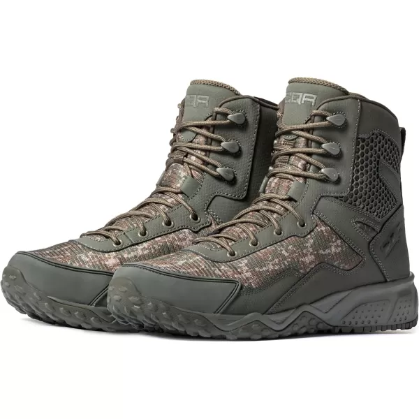 CQR Mens Military Tactical Boots Lightweight 6 Inches Combat Boots Durable EDC Outdoor Work BootsNo Zip Combat Boots Pixel Camo Green