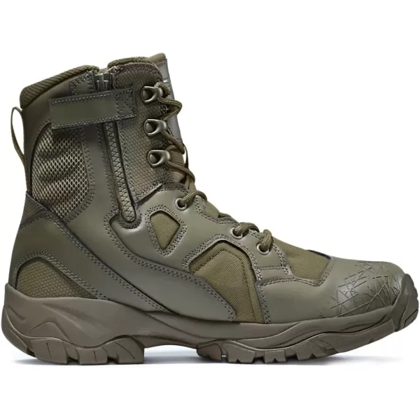 CQR Mens Military Tactical Boots Lightweight 6 Inches Combat Boots Durable EDC Outdoor Work BootsPatrol 6 With Zipper Soil Green