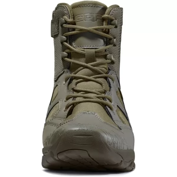 CQR Mens Military Tactical Boots Lightweight 6 Inches Combat Boots Durable EDC Outdoor Work BootsPatrol 6 With Zipper Soil Green