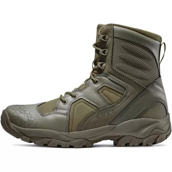 CQR Mens Military Tactical Boots Lightweight 6 Inches Combat Boots Durable EDC Outdoor Work BootsPatrol 6 With Zipper Soil Green