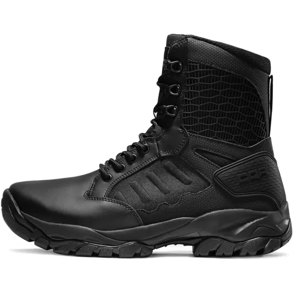 CQR Mens Military Tactical Boots Lightweight 6 Inches Combat Boots Durable EDC Outdoor Work BootsResponse 6 With Zipper Black