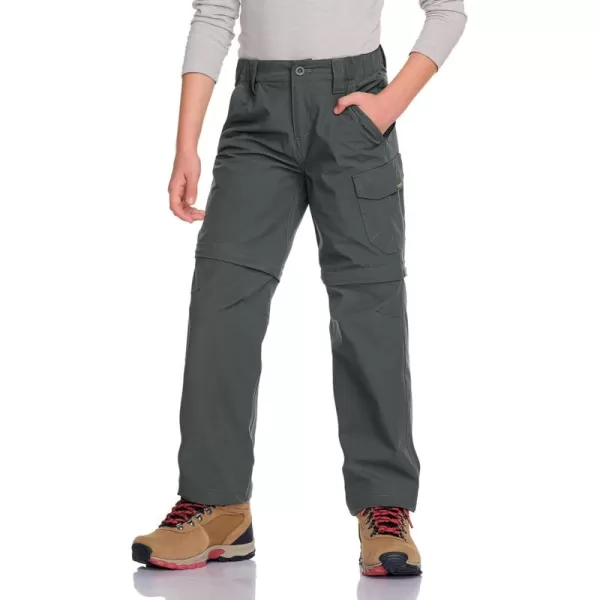 CQR Kids Youth Hiking Cargo Pants UPF 50 Quick Dry Convertible Zip Off Pants Outdoor Camping PantsShenandoah Carbon Grey