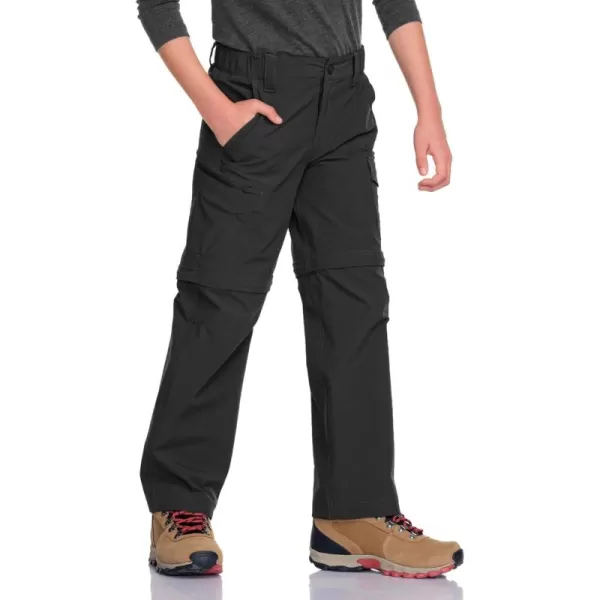 CQR Kids Youth Hiking Cargo Pants UPF 50 Quick Dry Convertible Zip Off Pants Outdoor Camping PantsShenandoah Zip Pocket Black