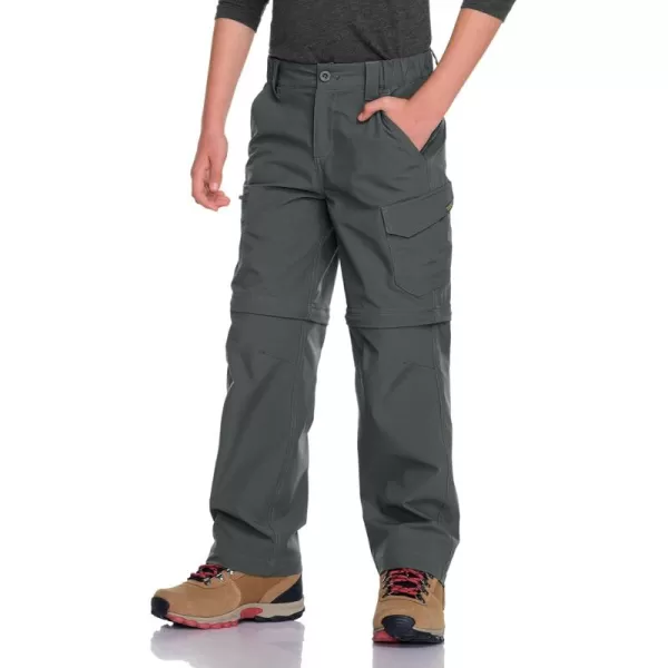 CQR Kids Youth Hiking Cargo Pants UPF 50 Quick Dry Convertible Zip Off Pants Outdoor Camping PantsShenandoah Zip Pocket Carbon Grey