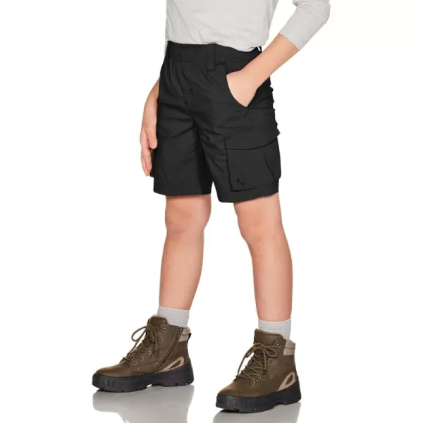 CQR Kids Youth Pull on Cargo Shorts Outdoor Camping Hiking Shorts Lightweight Elastic Waist Athletic Short with PocketsDriflex Black