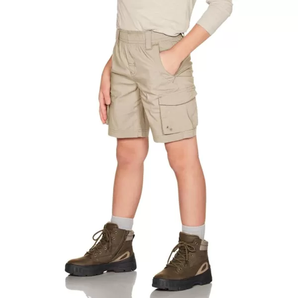 CQR Kids Youth Pull on Cargo Shorts Outdoor Camping Hiking Shorts Lightweight Elastic Waist Athletic Short with PocketsDriflex Khaki