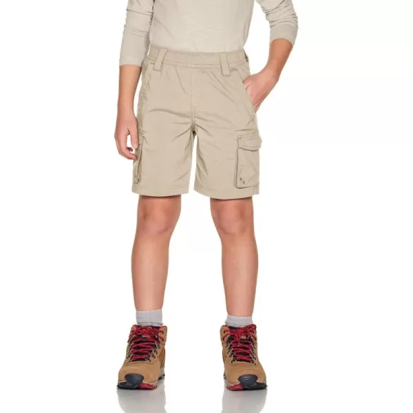 CQR Kids Youth Pull on Cargo Shorts Outdoor Camping Hiking Shorts Lightweight Elastic Waist Athletic Short with PocketsDriflex Shorts Khaki