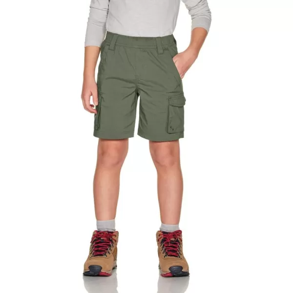 CQR Kids Youth Pull on Cargo Shorts Outdoor Camping Hiking Shorts Lightweight Elastic Waist Athletic Short with PocketsDriflex Shorts Olive