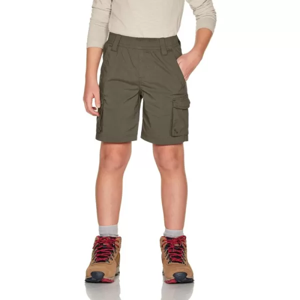 CQR Kids Youth Pull on Cargo Shorts Outdoor Camping Hiking Shorts Lightweight Elastic Waist Athletic Short with PocketsDriflex Shorts Tundra