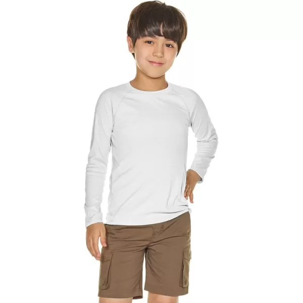 CQR Kids Youth UPF 50 Sun Shirts Dry Fit Long Sleeve T Shirt UV Sun Protection Fishing Shirts Athletic Sports TeeLong Sleeve Uv Sun Shirt White