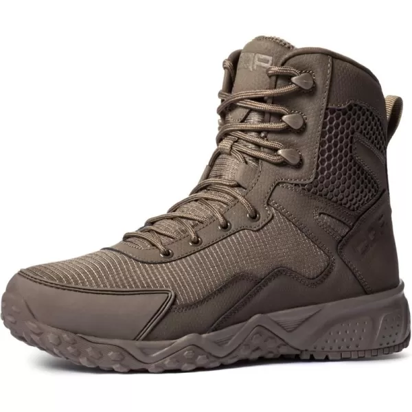 CQR Mens Military Tactical Boots Lightweight 6 Inches Combat Boots Durable EDC Outdoor Work BootsNo Zip Combat Boots Coyote Brown