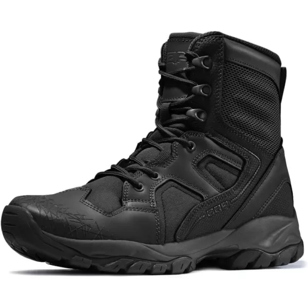 CQR Mens Military Tactical Boots Lightweight 6 Inches Combat Boots Durable EDC Outdoor Work BootsPatrol 6 With Zipper Black