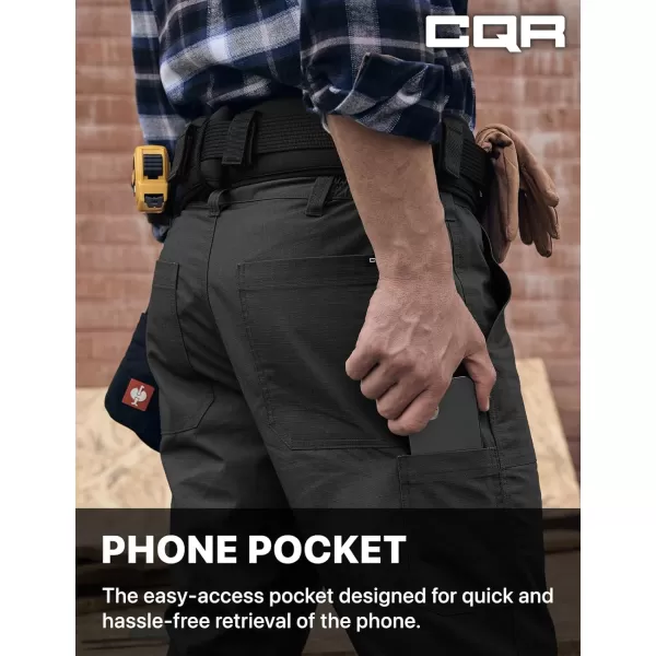 CQR Mens Quick Dry Work Pants Water Resistant Outdoor Tactical Pants Lightweight Stretch Cargo Hiking PantsDuratex Pants Black