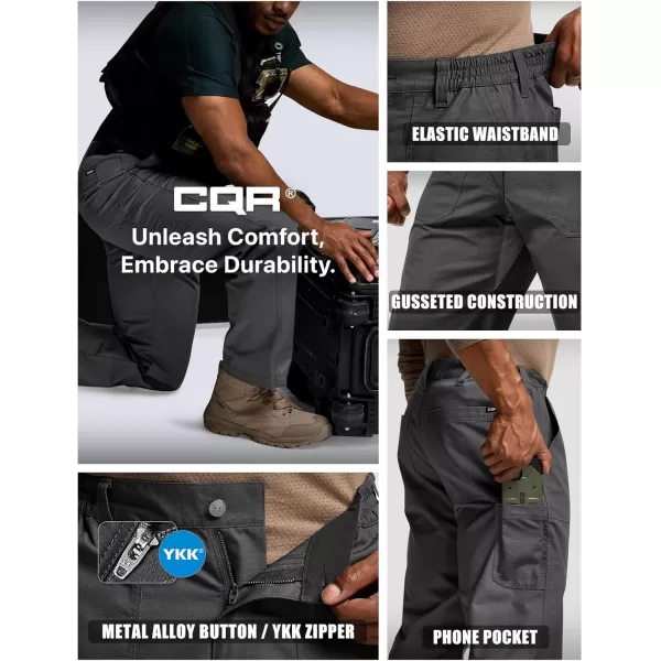 CQR Mens Quick Dry Work Pants Water Resistant Outdoor Tactical Pants Lightweight Stretch Cargo Hiking PantsDuratex Pants Charcoal