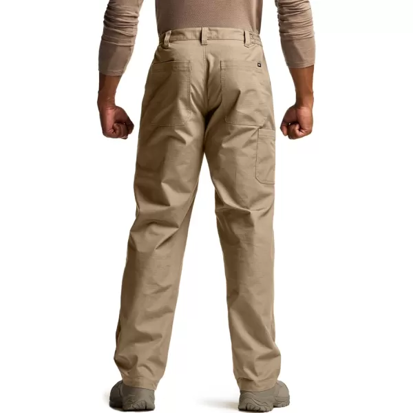 CQR Mens Quick Dry Work Pants Water Resistant Outdoor Tactical Pants Lightweight Stretch Cargo Hiking PantsDuratex Pants Khaki