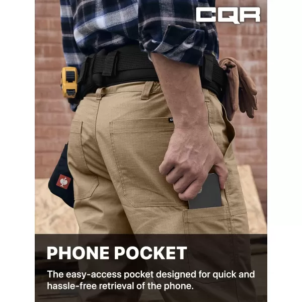 CQR Mens Quick Dry Work Pants Water Resistant Outdoor Tactical Pants Lightweight Stretch Cargo Hiking PantsDuratex Pants Khaki