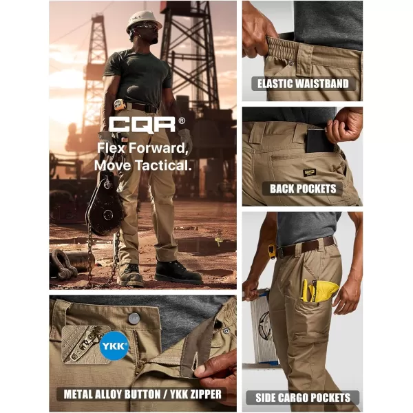 CQR Mens Quick Dry Work Pants Water Resistant Outdoor Tactical Pants Lightweight Stretch Cargo Hiking PantsFrontline Cougar