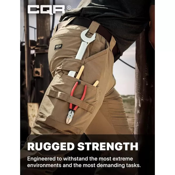 CQR Mens Quick Dry Work Pants Water Resistant Outdoor Tactical Pants Lightweight Stretch Cargo Hiking PantsFrontline Cougar