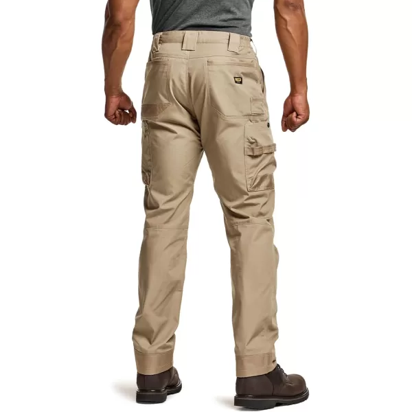 CQR Mens Quick Dry Work Pants Water Resistant Outdoor Tactical Pants Lightweight Stretch Cargo Hiking PantsFrontline Khaki