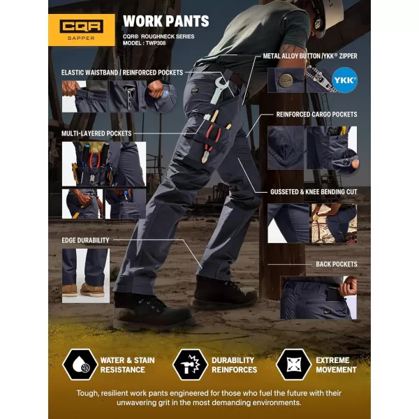 CQR Mens Quick Dry Work Pants Water Resistant Outdoor Tactical Pants Lightweight Stretch Cargo Hiking PantsFrontline Police Navy