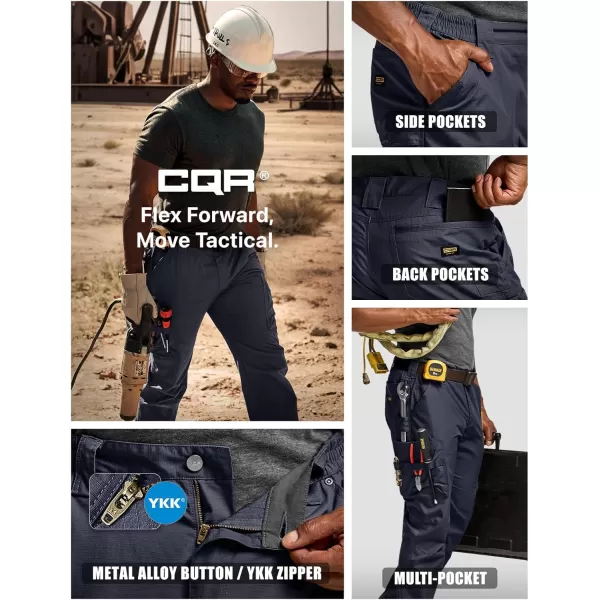 CQR Mens Quick Dry Work Pants Water Resistant Outdoor Tactical Pants Lightweight Stretch Cargo Hiking PantsFrontline Police Navy