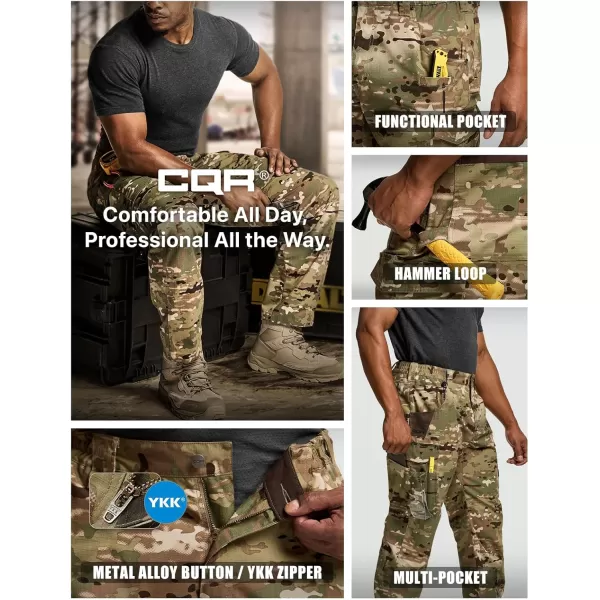 CQR Mens Quick Dry Work Pants Water Resistant Outdoor Tactical Pants Lightweight Stretch Cargo Hiking PantsPrint Work Pants Utility Camo