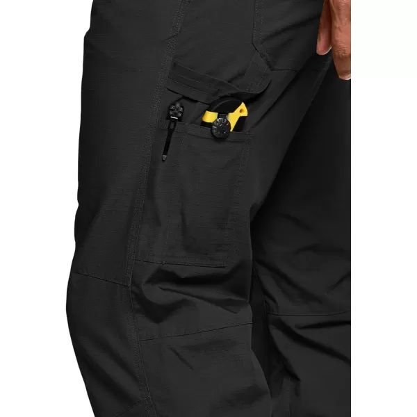 CQR Mens Quick Dry Work Pants Water Resistant Outdoor Tactical Pants Lightweight Stretch Cargo Hiking PantsStraight Black