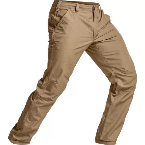 CQR Mens Quick Dry Work Pants Water Resistant Outdoor Tactical Pants Lightweight Stretch Cargo Hiking PantsStraight Coyote