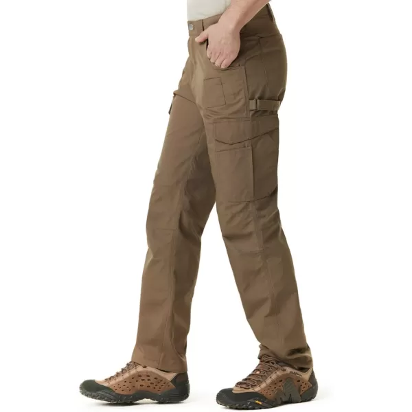 CQR Mens Quick Dry Work Pants Water Resistant Outdoor Tactical Pants Lightweight Stretch Cargo Hiking PantsWork Cargo Pants Coyote Brown