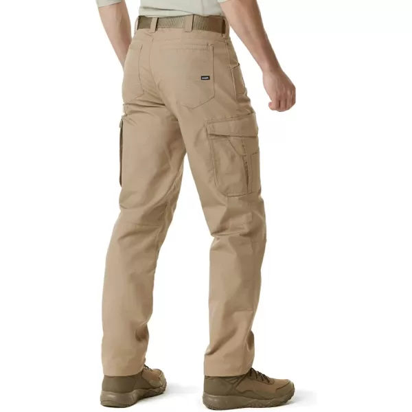 CQR Mens Quick Dry Work Pants Water Resistant Outdoor Tactical Pants Lightweight Stretch Cargo Hiking PantsWork Cargo Pants Dark Khaki