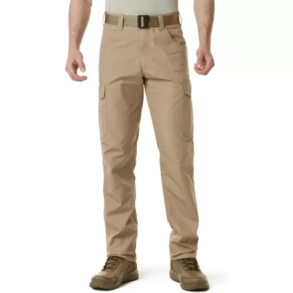 CQR Mens Quick Dry Work Pants Water Resistant Outdoor Tactical Pants Lightweight Stretch Cargo Hiking PantsWork Cargo Pants Dark Khaki