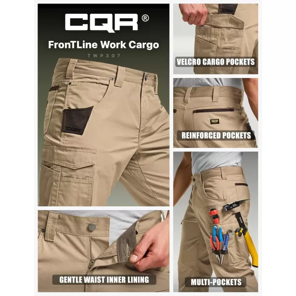 CQR Mens Quick Dry Work Pants Water Resistant Outdoor Tactical Pants Lightweight Stretch Cargo Hiking PantsWork Cargo Pants Khaki