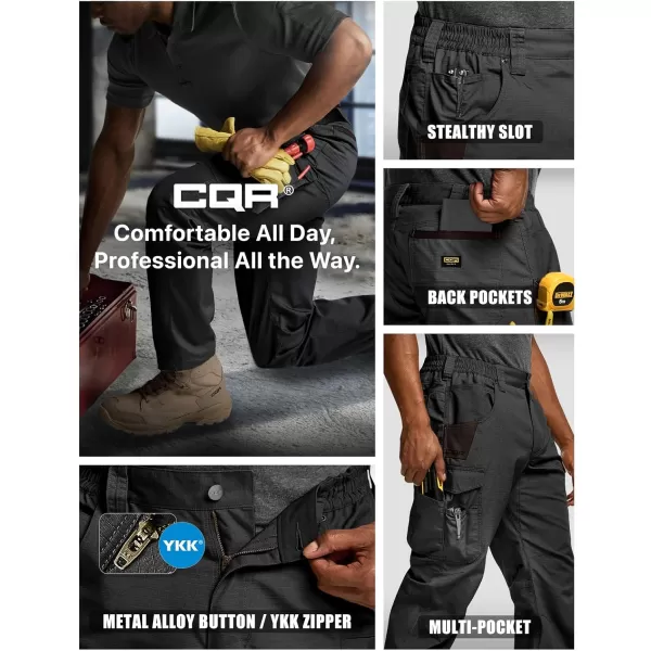 CQR Mens Quick Dry Work Pants Water Resistant Outdoor Tactical Pants Lightweight Stretch Cargo Hiking PantsWork Pants Black