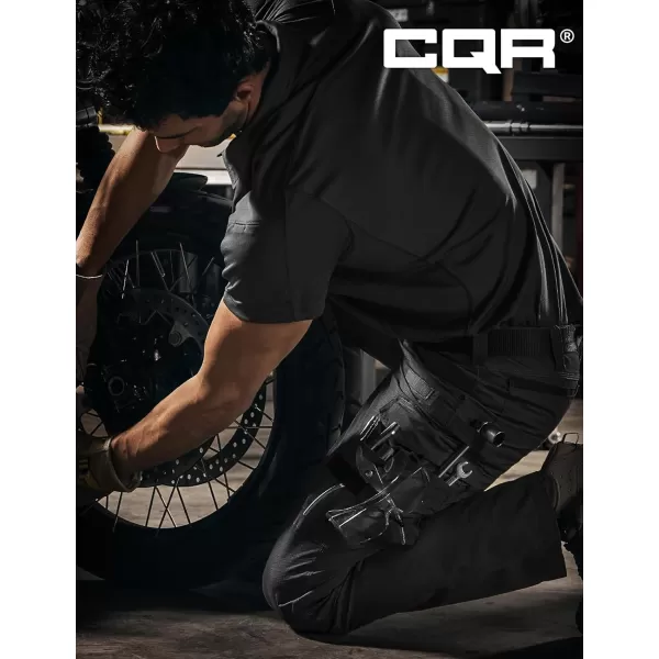 CQR Mens Quick Dry Work Pants Water Resistant Outdoor Tactical Pants Lightweight Stretch Cargo Hiking PantsWork Pants Black