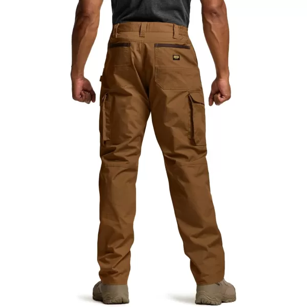 CQR Mens Quick Dry Work Pants Water Resistant Outdoor Tactical Pants Lightweight Stretch Cargo Hiking PantsWork Pants Copper Brown