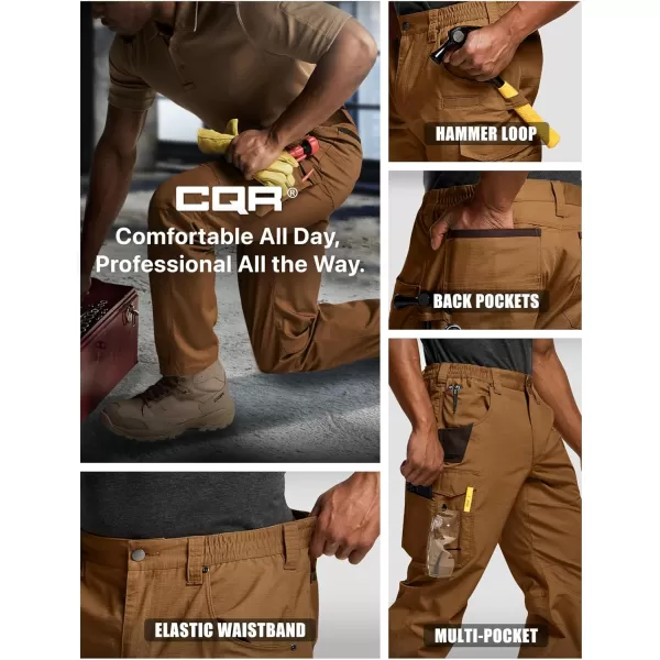 CQR Mens Quick Dry Work Pants Water Resistant Outdoor Tactical Pants Lightweight Stretch Cargo Hiking PantsWork Pants Copper Brown