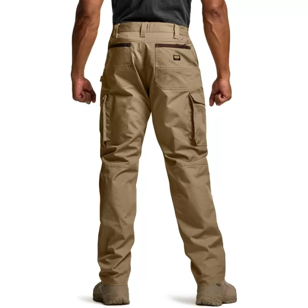 CQR Mens Quick Dry Work Pants Water Resistant Outdoor Tactical Pants Lightweight Stretch Cargo Hiking PantsWork Pants Cougar