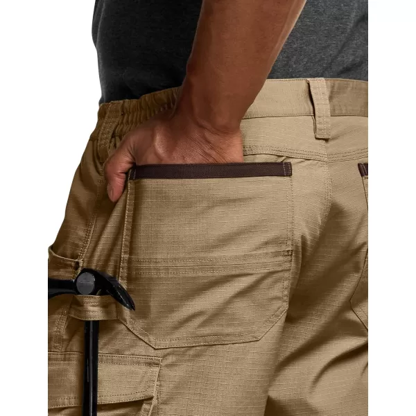 CQR Mens Quick Dry Work Pants Water Resistant Outdoor Tactical Pants Lightweight Stretch Cargo Hiking PantsWork Pants Coyote