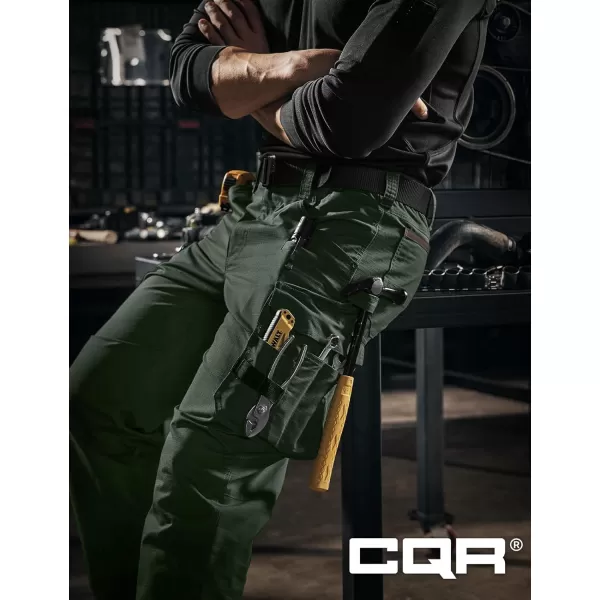 CQR Mens Quick Dry Work Pants Water Resistant Outdoor Tactical Pants Lightweight Stretch Cargo Hiking PantsWork Pants Green Kelp