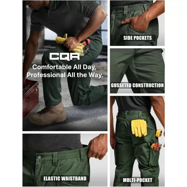 CQR Mens Quick Dry Work Pants Water Resistant Outdoor Tactical Pants Lightweight Stretch Cargo Hiking PantsWork Pants Green Kelp