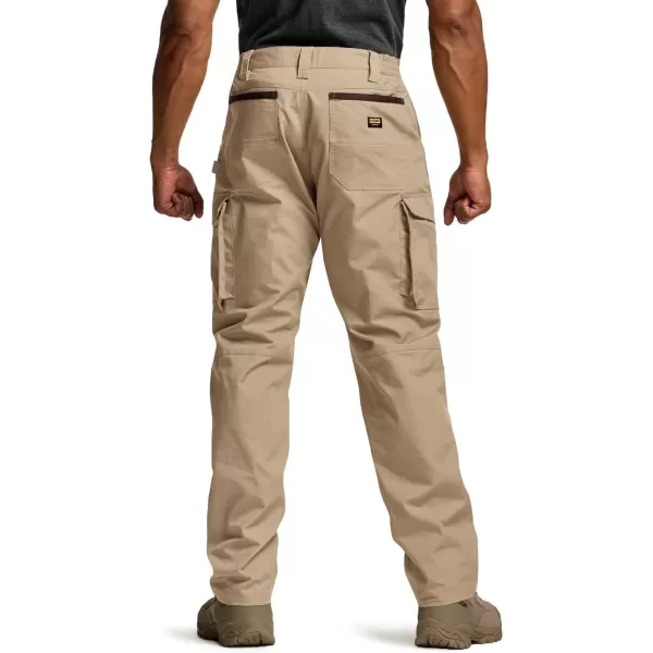 CQR Mens Quick Dry Work Pants Water Resistant Outdoor Tactical Pants Lightweight Stretch Cargo Hiking PantsWork Pants Khaki