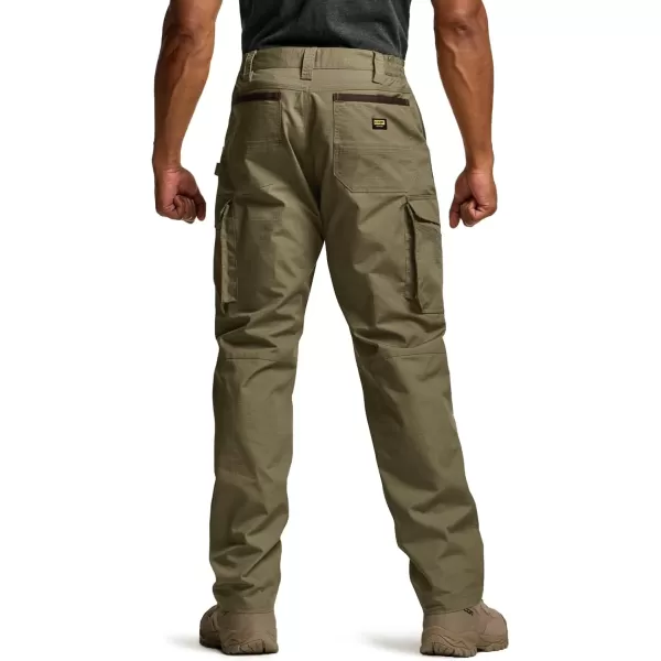 CQR Mens Quick Dry Work Pants Water Resistant Outdoor Tactical Pants Lightweight Stretch Cargo Hiking PantsWork Pants Soil Green