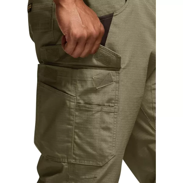 CQR Mens Quick Dry Work Pants Water Resistant Outdoor Tactical Pants Lightweight Stretch Cargo Hiking PantsWork Pants Soil Green