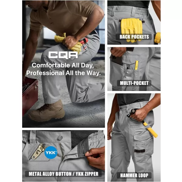 CQR Mens Quick Dry Work Pants Water Resistant Outdoor Tactical Pants Lightweight Stretch Cargo Hiking PantsWork Pants Stone