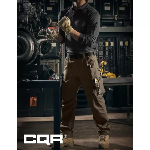 CQR Mens Quick Dry Work Pants Water Resistant Outdoor Tactical Pants Lightweight Stretch Cargo Hiking PantsWork Pants Tundra