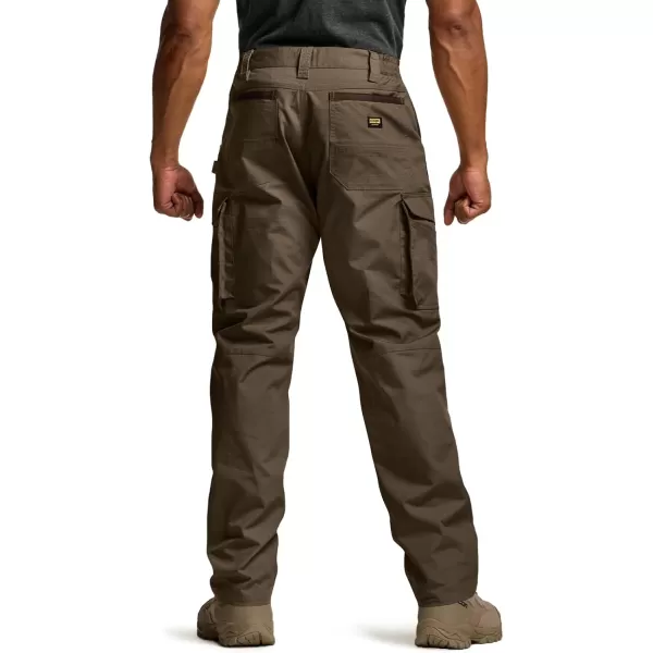 CQR Mens Quick Dry Work Pants Water Resistant Outdoor Tactical Pants Lightweight Stretch Cargo Hiking PantsWork Pants Tundra