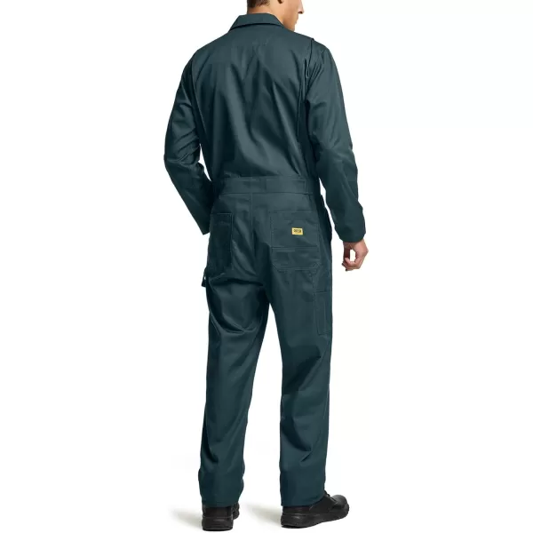 CQR Mens ZipFront Coverall Twill Stain ampamp Wrinkle Resistant Work Coverall Action Back Jumpsuit with Multi PocketsTwill Flap Long Sleeve Green