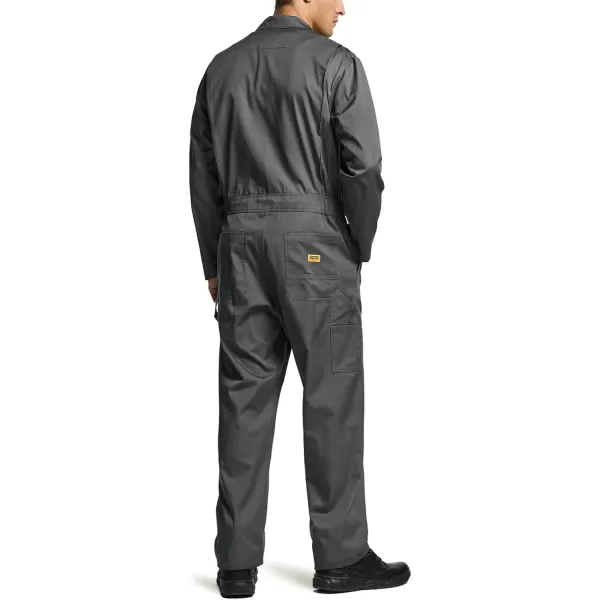 CQR Mens ZipFront Coverall Twill Stain ampamp Wrinkle Resistant Work Coverall Action Back Jumpsuit with Multi PocketsTwill Flap Long Sleeve Grey