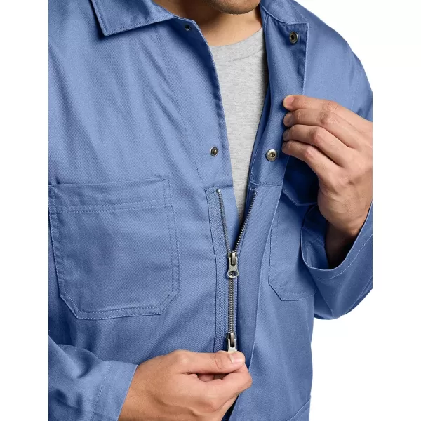 CQR Mens ZipFront Coverall Twill Stain ampamp Wrinkle Resistant Work Coverall Action Back Jumpsuit with Multi PocketsTwill Flap Long Sleeve Mid Blue